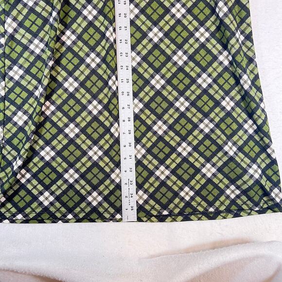 Michael Kors Dress Just Above the Knee Woman's XXL Green White Plaid Long Sleeve - Picture 7 of 14